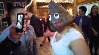 Doo Doo Head / Poop emoji mask on the bride