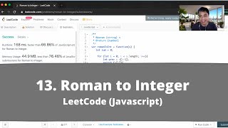 YouTube video 'How to Solve "13 Roman to Integer" on LeetCode? - Javascript'