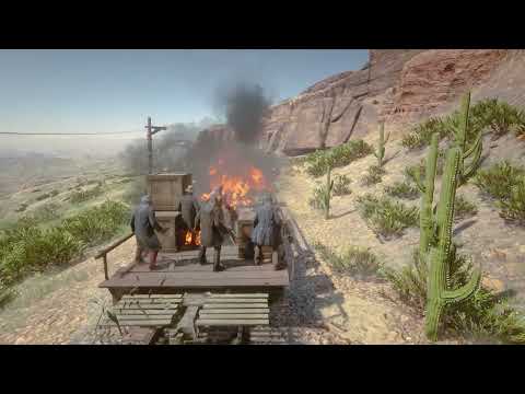 Battle on a moving train 3 - Red Dead Redemption 2 NPC Battle, Ai Shootout №16