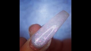 How To: Milky White Opal Glitter Nail & shaping “coffin nails”