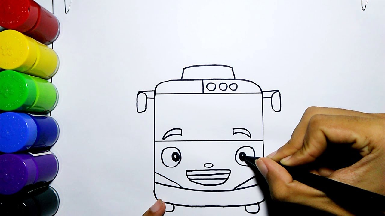 Cara Mudah Menggambar  Tayo The Little Bus Tampak Depan | How to draw Tayo Bus very easy
