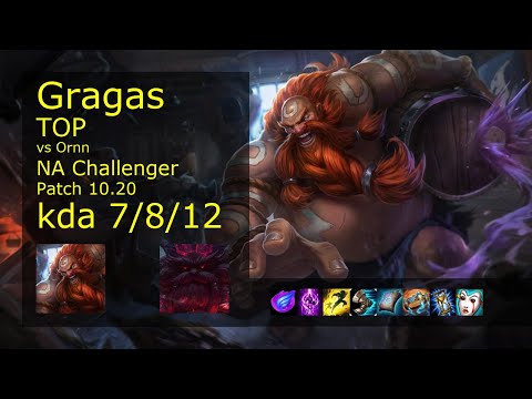 Gragas vs Ornn Top - NA Challenger 7/8/12 Patch 10.20 Gameplay