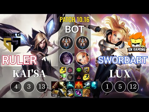 GEN Ruler Kai'Sa vs SN SwordArt Lux Bot - KR Patch 10.16