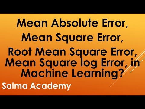 Mean Absolute Error Mean Square Error Root Mean Square Error Mean Square log Error in ML Urdu