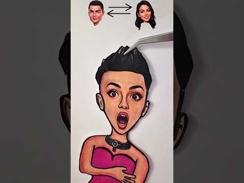 Ronaldo as Jeorgina?!! Jeorgina as Ronaldo?!!😁 [A or B]???? #fifaworldcup#cristianoronaldo#swap#art