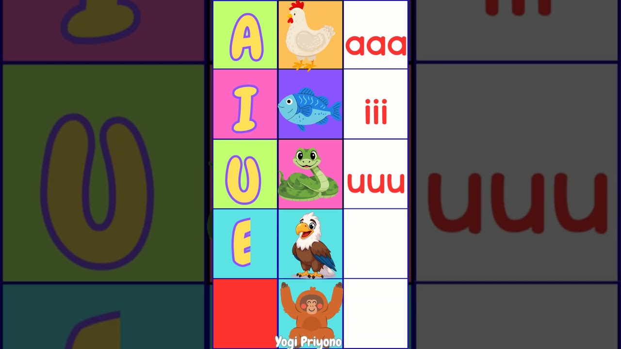 AIUEO dengan Animasi Hewan Lucu #shorts #belajar #animation #education