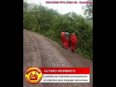 Cuadrilla de Vialidad acompañando al colectivo Línea 66 Guachipas, Salta