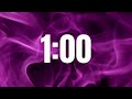 1 Minute Countdown: Moving Purple Background With Upbeat Music