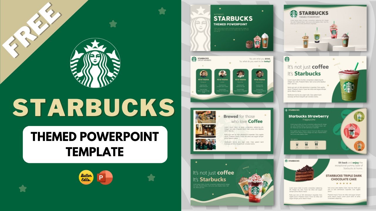 FREE‼️ Starbucks Themed PowerPoint Template | Animated PowerPoint Template | Academic Presentation