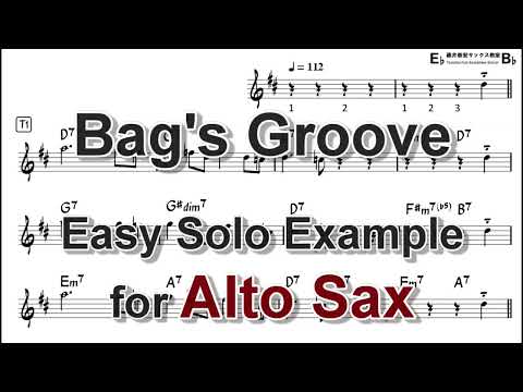 Bag's Groove - Easy Solo Example for Alto Sax