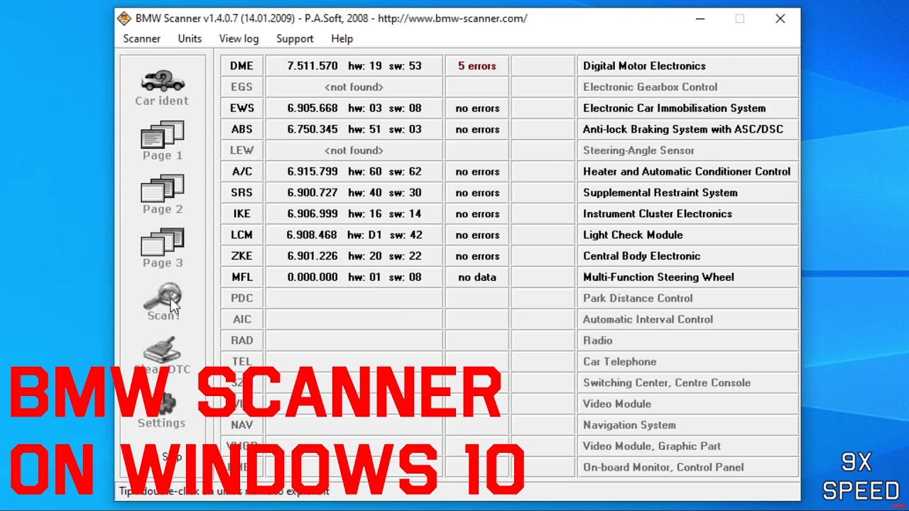 💻 [PA Soft] BMW Scanner on Windows 10 (Check for Codes and Settings on your BMW)