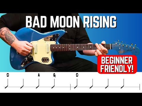 Bad Moon Rising Guitar Lesson for Beginners (3 Chords, Easy Version) Free Downloadable PDF