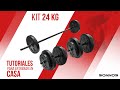 KIT MANCUERNA + BARRA + 24 KG. + RUEDA DOBLE