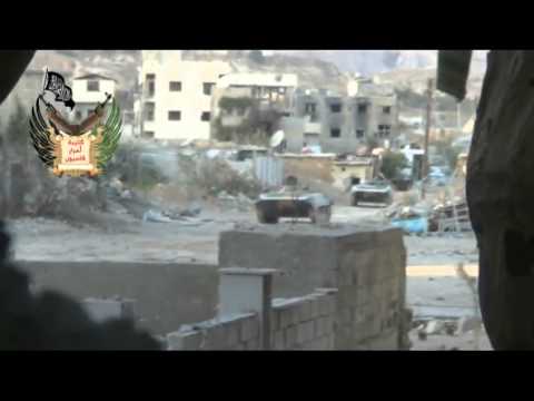 رصد كتيبة أحرار قاسيون لمدرعات قوات النظام المعطوبة بعد فشل محاولة اقتحام حي برزة في مدينة دمشق