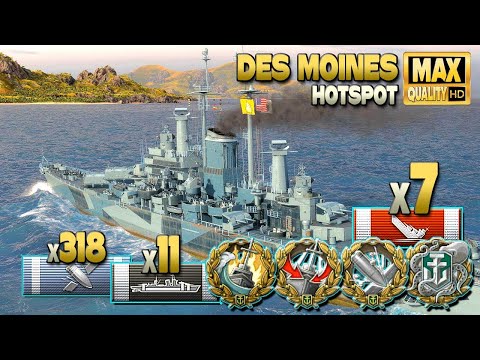 Cruiser Des Moines: Not the easiest game on map Hotspot - World of Warships