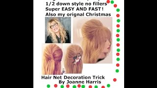 How to do Brigitte Bardot's 1/2 up1/2 down hair style and My orginal Hair Net Christmas Decorations