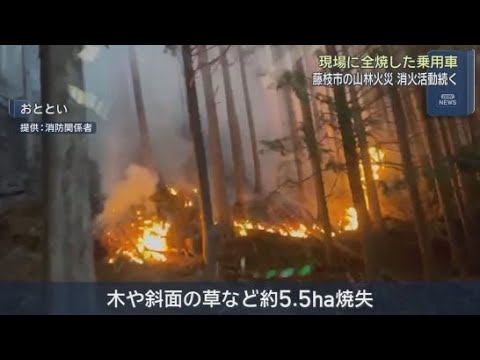 YouTube Video １７日に発生した山火事依然鎮圧のめど立たず　全焼の車発見けが人なし　静岡・藤枝市