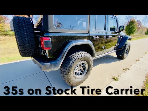 All you need to fit 35 inch Tires on the Jeep Wrangler JL Stock Tire Carrier. #jeep #wrangler #392