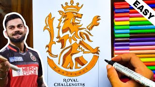 HOW TO DRAW RCB LOGO STEP BY STEP | ROYAL CHALLENGERS BANGALORE LOGO DRAWING | DRAW RCB LOGO