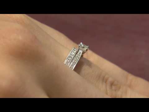 PR1058 Milgrain Pave Set Engagement Ring and Wedding Ring