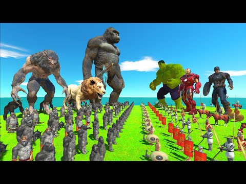 King Kong War - Kong Family VS Team Hulk - Animal Revolt Battle Simulator