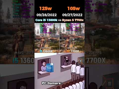 Intel i5 13600k vs ryzen 5 7700x #pc #computer #pcgaming #benchmark #cpu #gpu #intel #amd #shorts