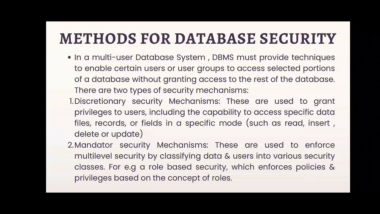 Chapter : 8 Security & Privacy | Database Management System | DBMS | MCA syllabus