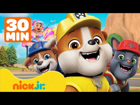 Capa de Rubble e Sua Turma | Rubble pula e constrói o dia todo! com Wheeler, Mix e Charger | Nick Jr.