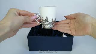 Серебряная чайная чашка «Тетерев» с ложкой