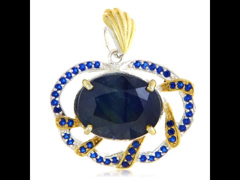 Pandantiv Argint 925 Accente Aurite Safir Natural Cubic Zirconia - Stralucire si Distinctie