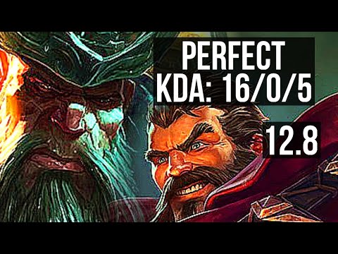 GANGPLANK vs GRAVES (TOP) | 16/0/5, Legendary, Rank 10 GP | EUW Challenger | 12.8