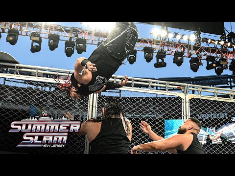 Jacob Fatu hits a massive moonsault from the top of the Steel Cage: SummerSlam 2025 highlights