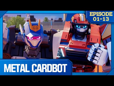 [🤖BEST] Blue Cop vs. Mega Trucker - Who's the Winner? | +Compilation | Episodes 1-13 | Metal Cardbot