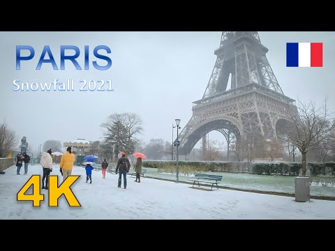 Paris Snowfall 2021 - Walking tour  Around Eiffel Tower