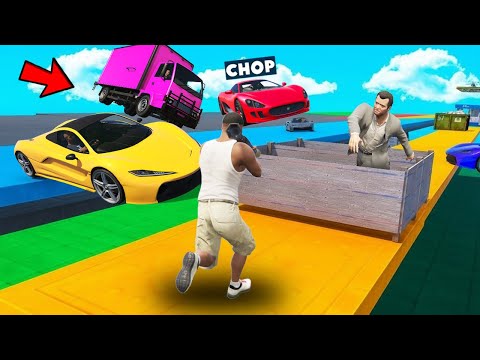 GTA 5 CHOP AND FROSTY DODGE PROGEN T20 IN CARS VS RUNNERS