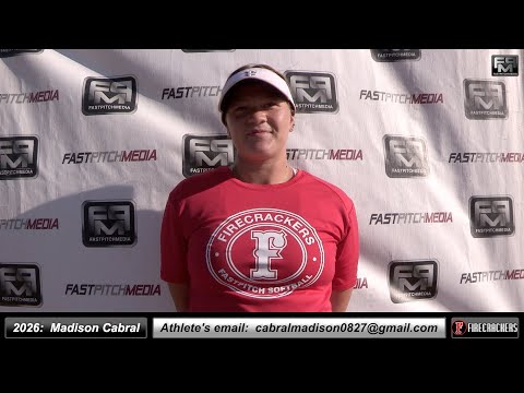 2026 Madison Cabral 3.5 GPA - First Base & Outfielder Softball Recruiting Skills Video Firecrackers
