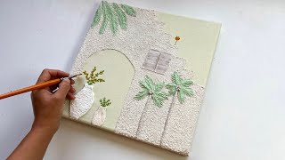 Creating a Minimal Textured Palm Tree Painting | Step by Step | Minimal Texture Art for Home Decor