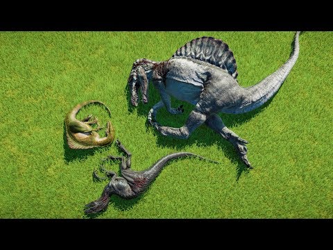 SPINORAPTOR VS INDOMINOUS REX, T-REX, STEGOCERATOPS, SPINOSAURUS & INDORAPTOR - JWE