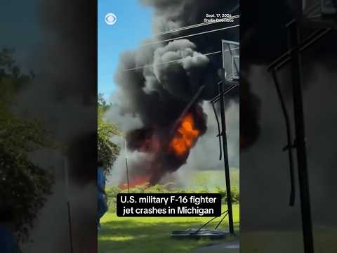F-16 fighter jet crashes in Grand Traverse County, Michigan #shorts