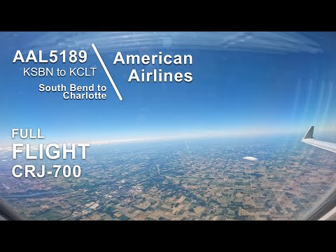 FULL FLIGHT: South Bend to Charlotte | American Airlines AAL5189 - CRJ-700 - SBN to CLT