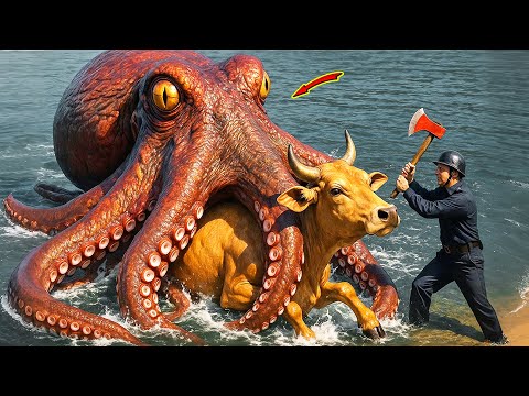 Heroic Rescue Team Saves Cow from GIANT River Octopus Attack 🐙