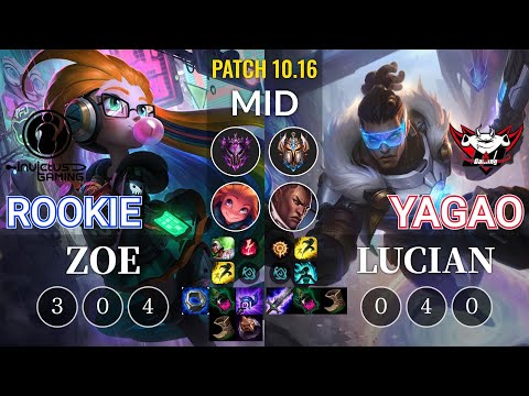 IG Rookie Zoe vs JDG Yagao Lucian Mid - KR Patch 10.16