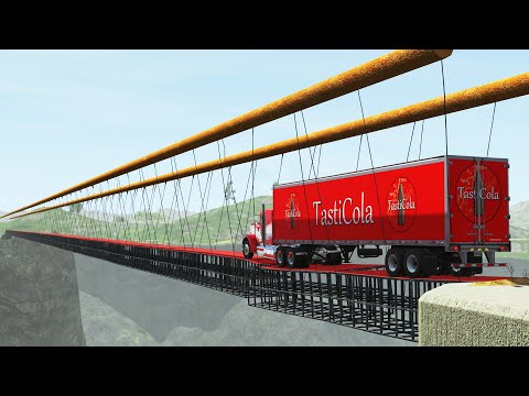 Ultra Long Suspension bridge Crashes (new Crash Hard Mod) - Beamng.Drive