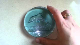 light blue dolphin shaped glass coaster  kitchenware