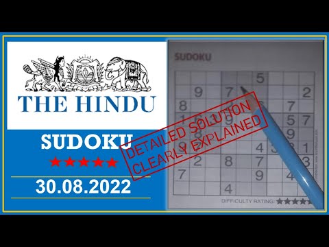 How to Solve 5 Star Hindu  Sudoku Aug 30,  2022 -  Step By Step Solution