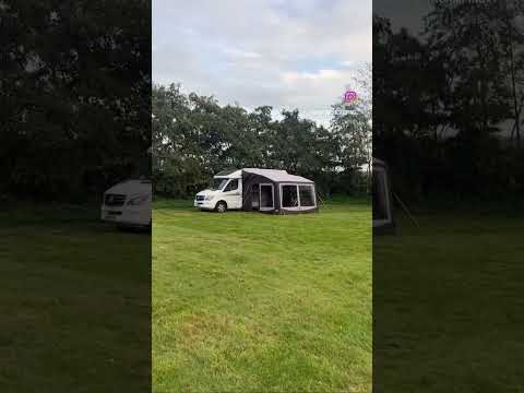Telta Pure 330 Driveaway Awning pitched for review #telta #teltaawning