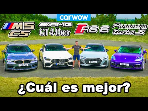 BMW M5 CS vs AMG GT vs Audi RS6 vs Porsche Panamera: RESEÑA y 0-100km/h, 1/4 milla, frenado y DRIFT