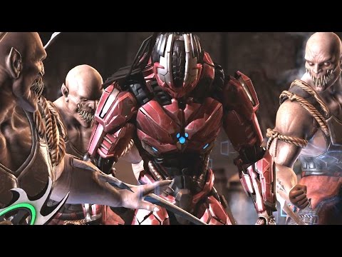 Mortal Kombat XL - Baraka, Rain, Sindel and Corrupted Shinnok Perform Triborg Fatalities Video