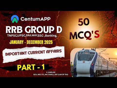RRB GROUP-D | IMPORTANT CURRENT AFFAIRS | PART-1 | 50 MCQ'S