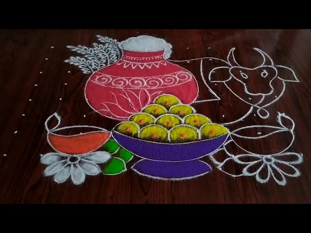 Dotted Pongal rangoli kolam by sresta